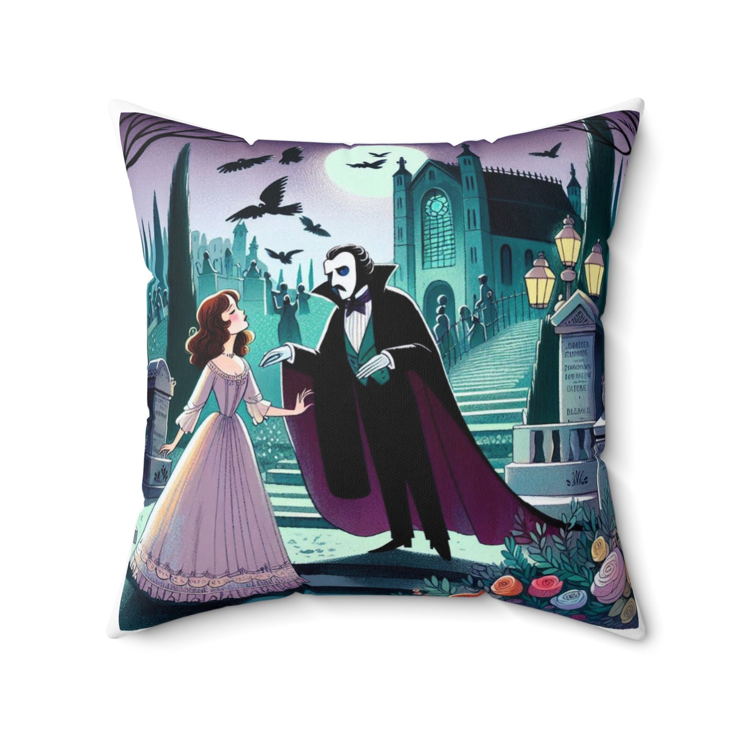 Gothic Couple Series, Phantom of the Opera, Christine and Erik, Gaston Leroux, Literary Pillow, Square Pillow, Book Nook, Library, Decor