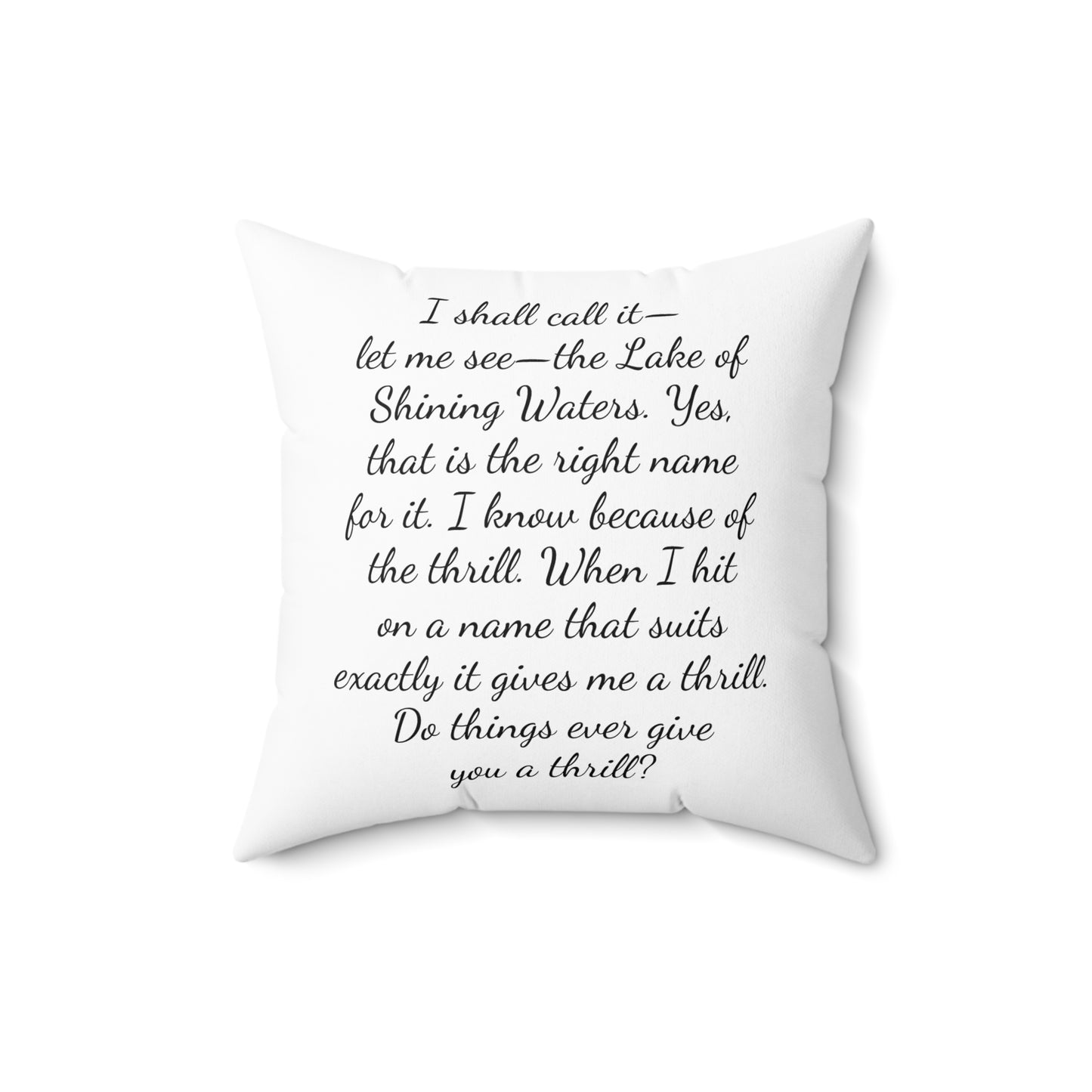 Literary Pillow, Anne of Green Gables, Spring Summer Decor, Book Nook, Library, Lucy Maud Montgomery, Lake of Shining Waters, Spun Polyester