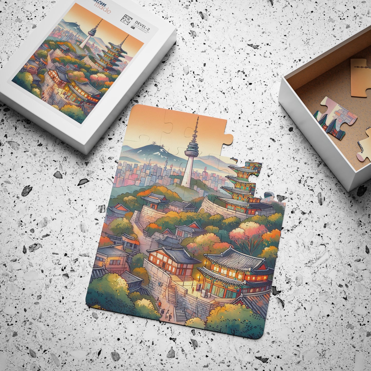 Kids' Puzzle: Namsan Tower Geography Educational Game Gift, Travel Souvenir, 30-Piece Jigsaw, South Korea, Children's Activity, Fun Puzzle