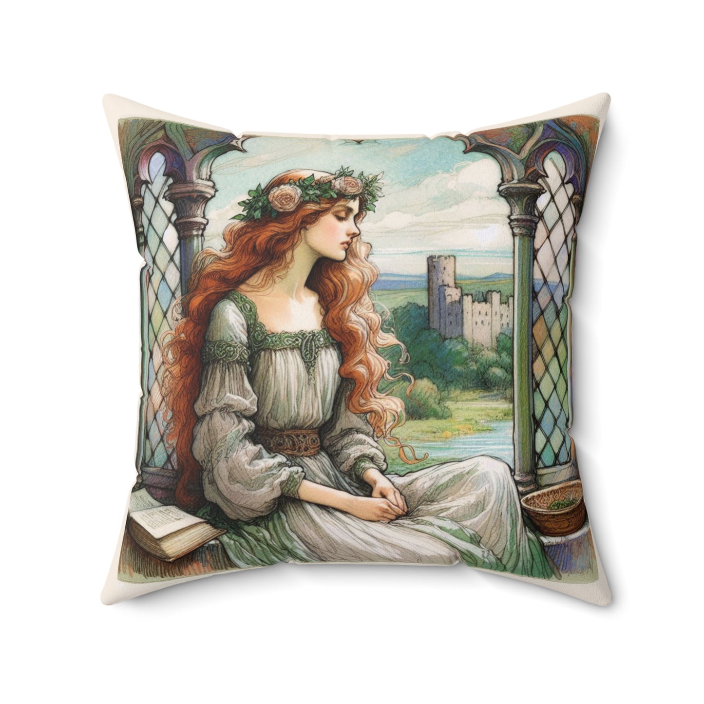 Lady of Shalott Pillow Cover, Throw Pillow, Literary Gift, Cozy Home Accent, Cozy Reading Nook Decoration, Lord Alfred Tennyson Poem Cushion