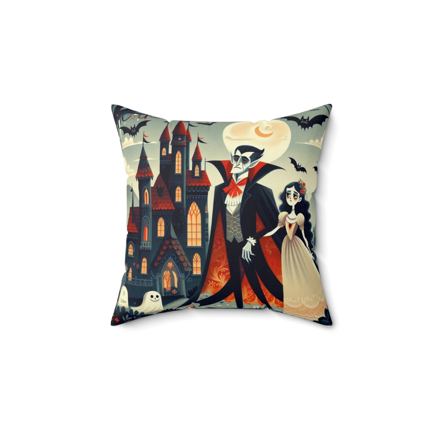 Gothic Couple Series, Dracula and Mina, Square Pillow, Library, Book Nook, Decor, Bram Stoker, Literary Pillow