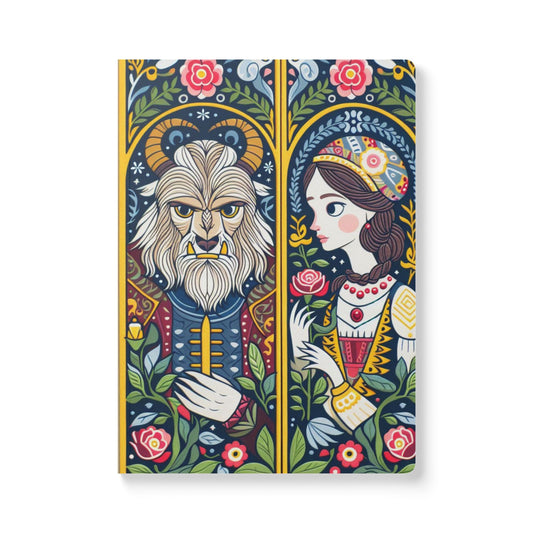 Beauty and the Beast Softcover Journal, Whimsical Fairy Tale Notebook, 100 or 200 Pages, Gift for Writers & Dreamers, Magical Diary