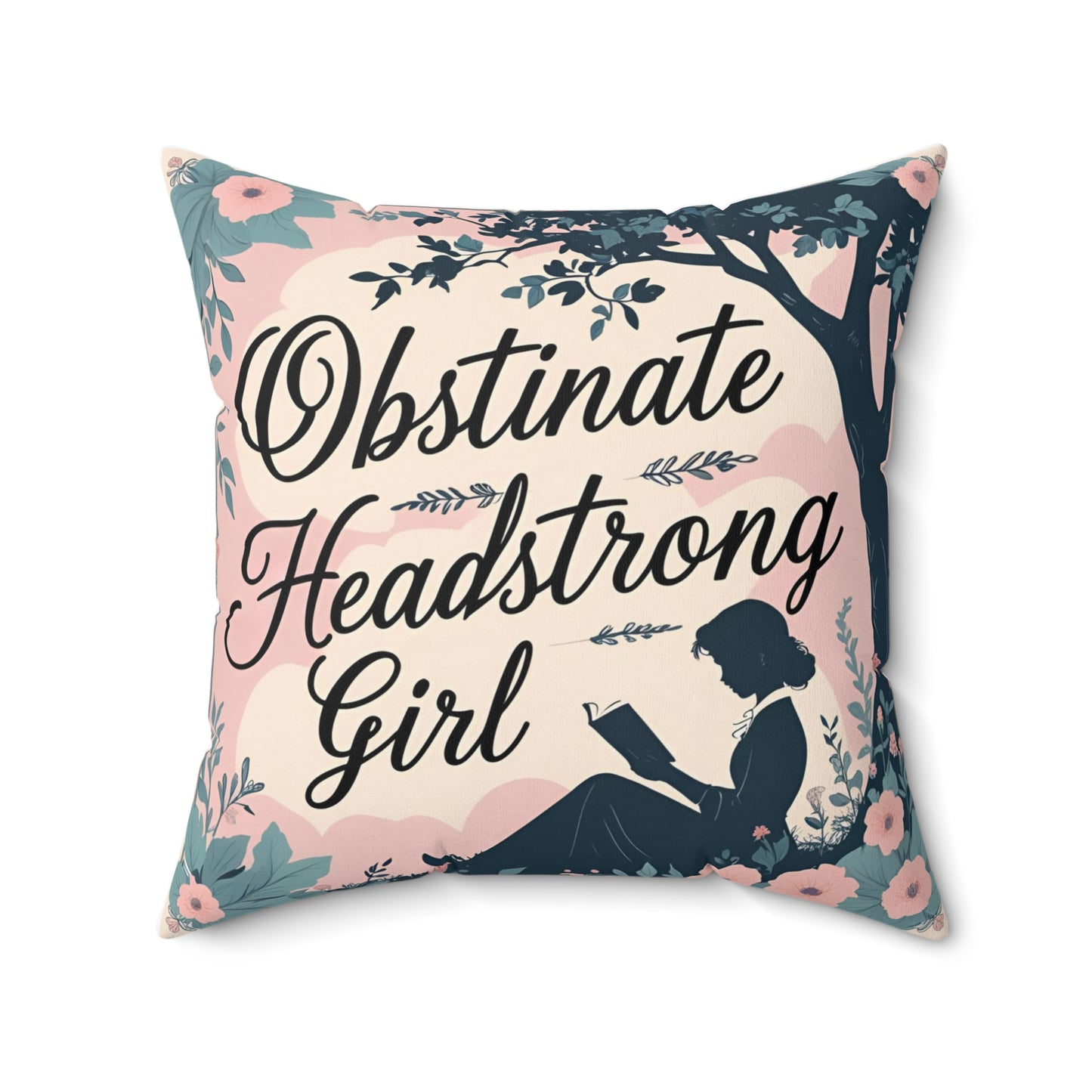 Literary Pillow, Bookish Decor, Jane Austen Pride and Prejudice Cushion, Regency Library, Gift, Obstinate Headstrong Girl, Literary Art