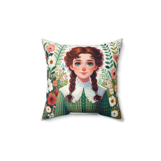 Anne of Green Gables, Lucy Maud Montgomery, Square Pillow, Anne with an 'e', Bedding, Decor, Library, Book Nook, Reading Corner