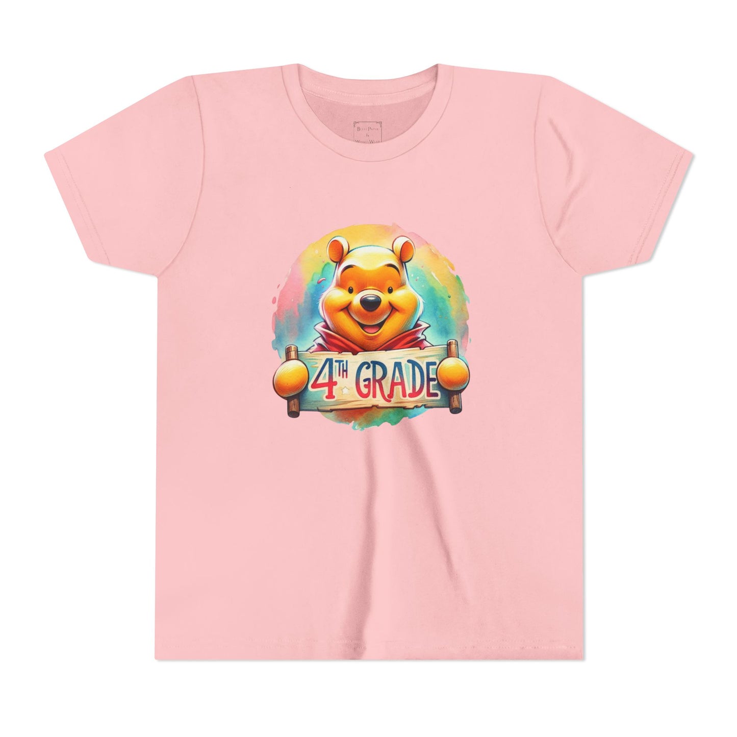 Colorful Winnie the Pooh 4th Grade Short Sleeve Tee for Kids | Back to School Shirt | End of Year Gift | Student Apparel | Fun Kids Clothing