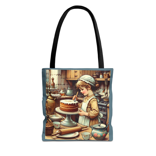 Child Girl Baker, Vintage Inspired, Baking Tote Bag | Perfect for Bakers, Gift for Foodies, Kitchen Decor, Baking Lovers, Mother's Day Gift