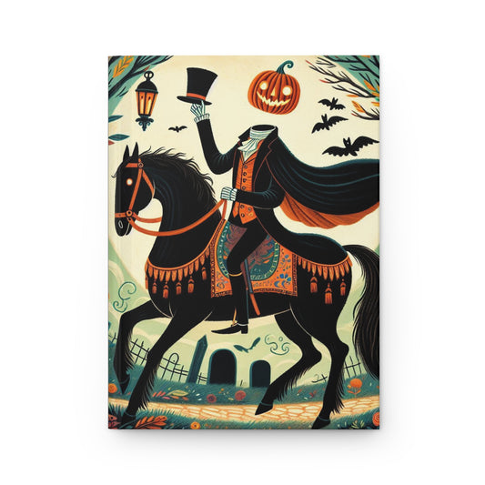 Hardcover Journal - Spooky Sleepy Hollow, Headless Horseman Halloween Notebook for Writing, Travel, Sketching, Autumn Decor, Gift for