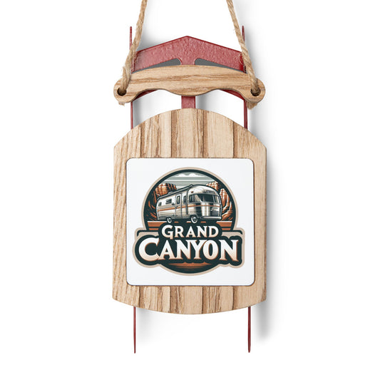 Sled Ornaments, Vintage Camper Air Stream Grand Canyon, Summer, National Park, Stocking Stuffer, Christmas Tree Ornament