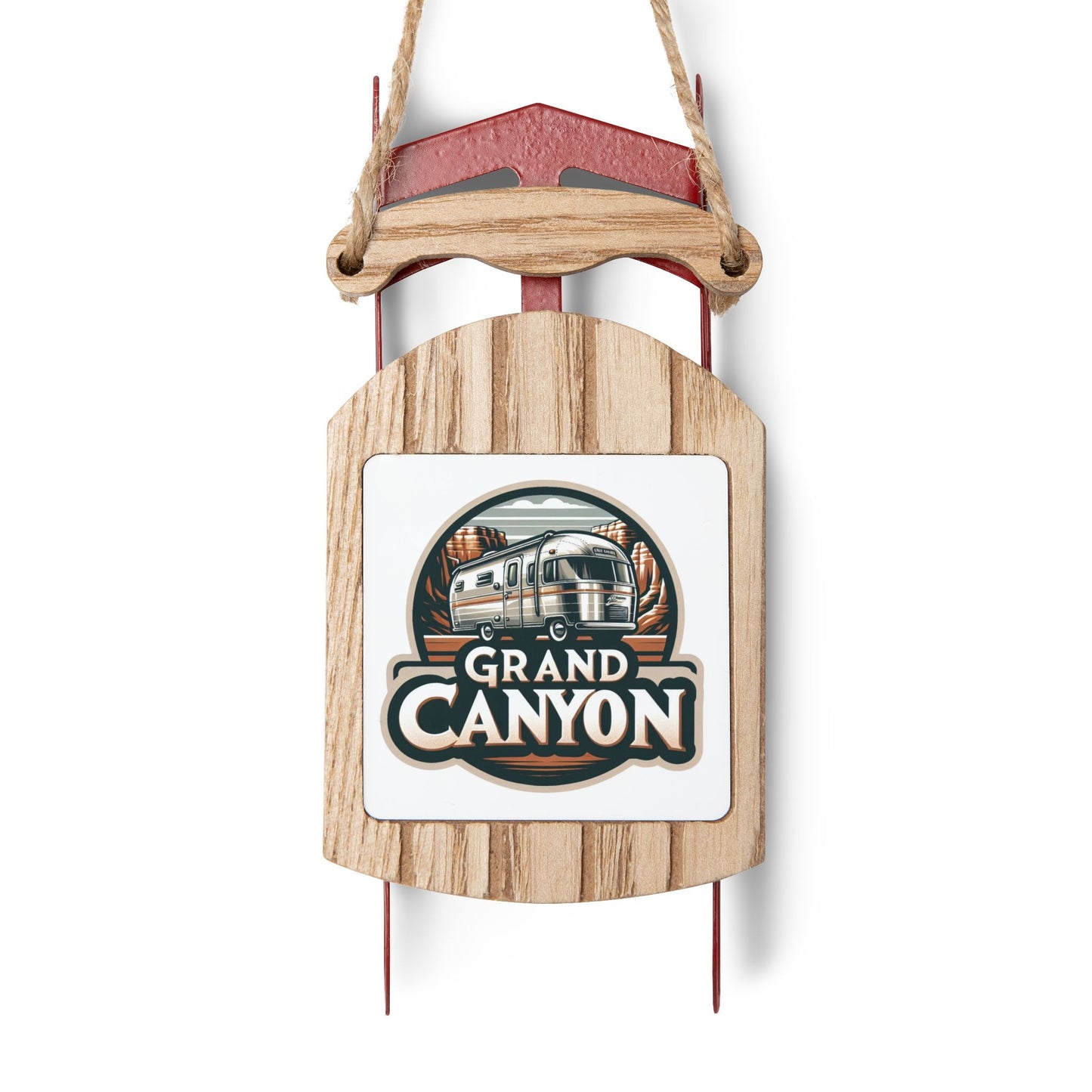 Sled Ornaments, Vintage Camper Air Stream Grand Canyon, Summer, National Park, Stocking Stuffer, Christmas Tree Ornament