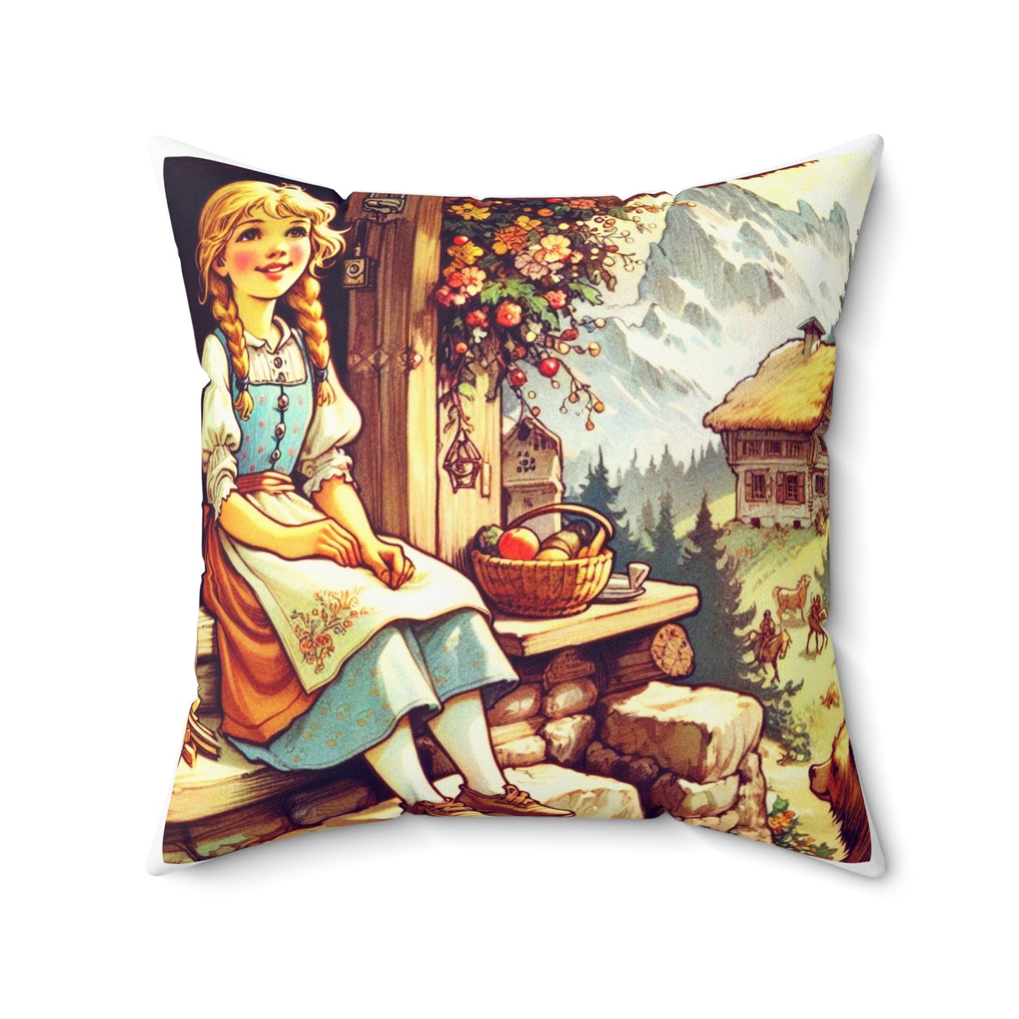 Heidi, Joanna Spyri, Literary Square Pillow, Book Nook, Library Gift