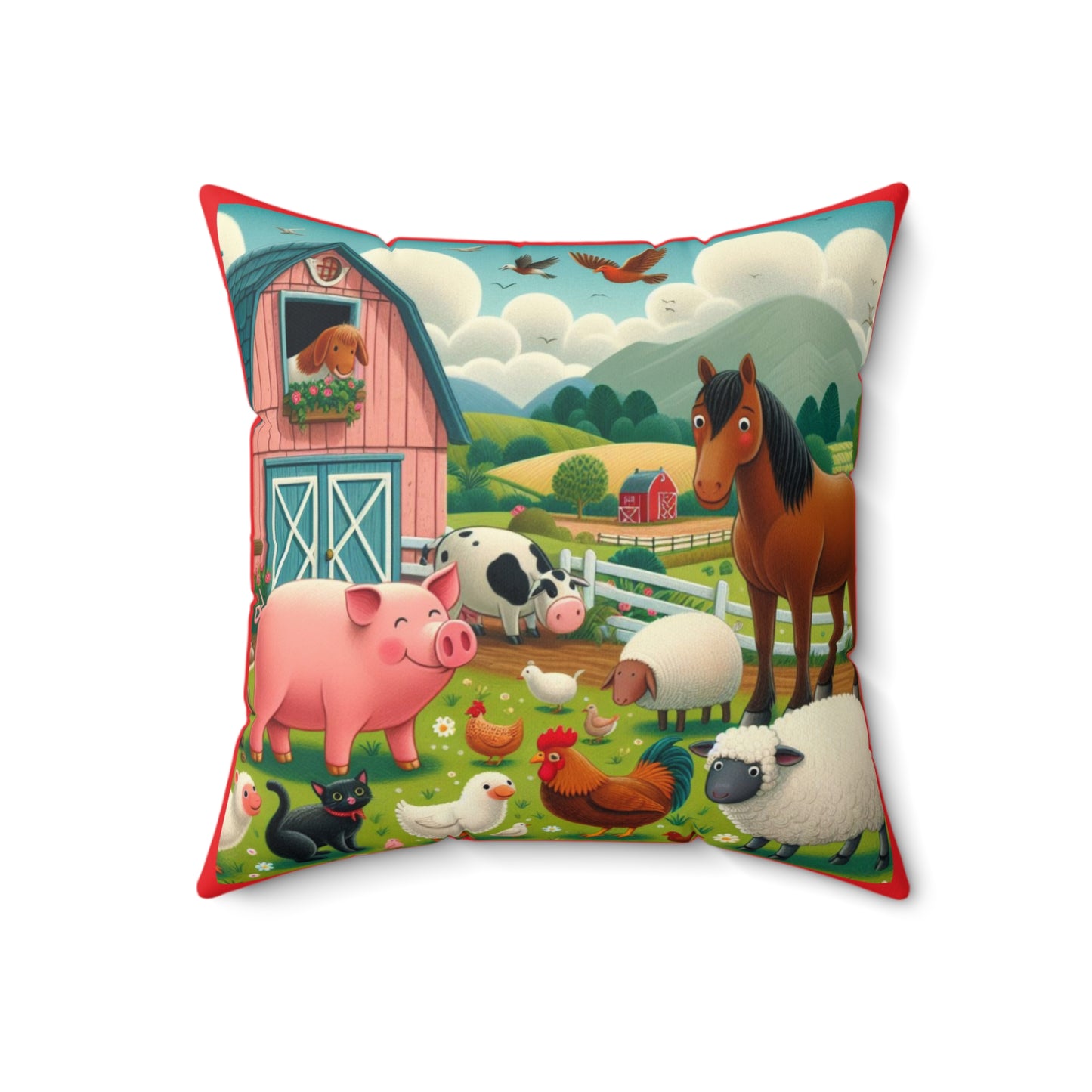 Old MacDonald, Farm, Nursery Rhyme, Square Pillow, Book Nook, Reading Corner, Classroom, Library, Animals, Barn