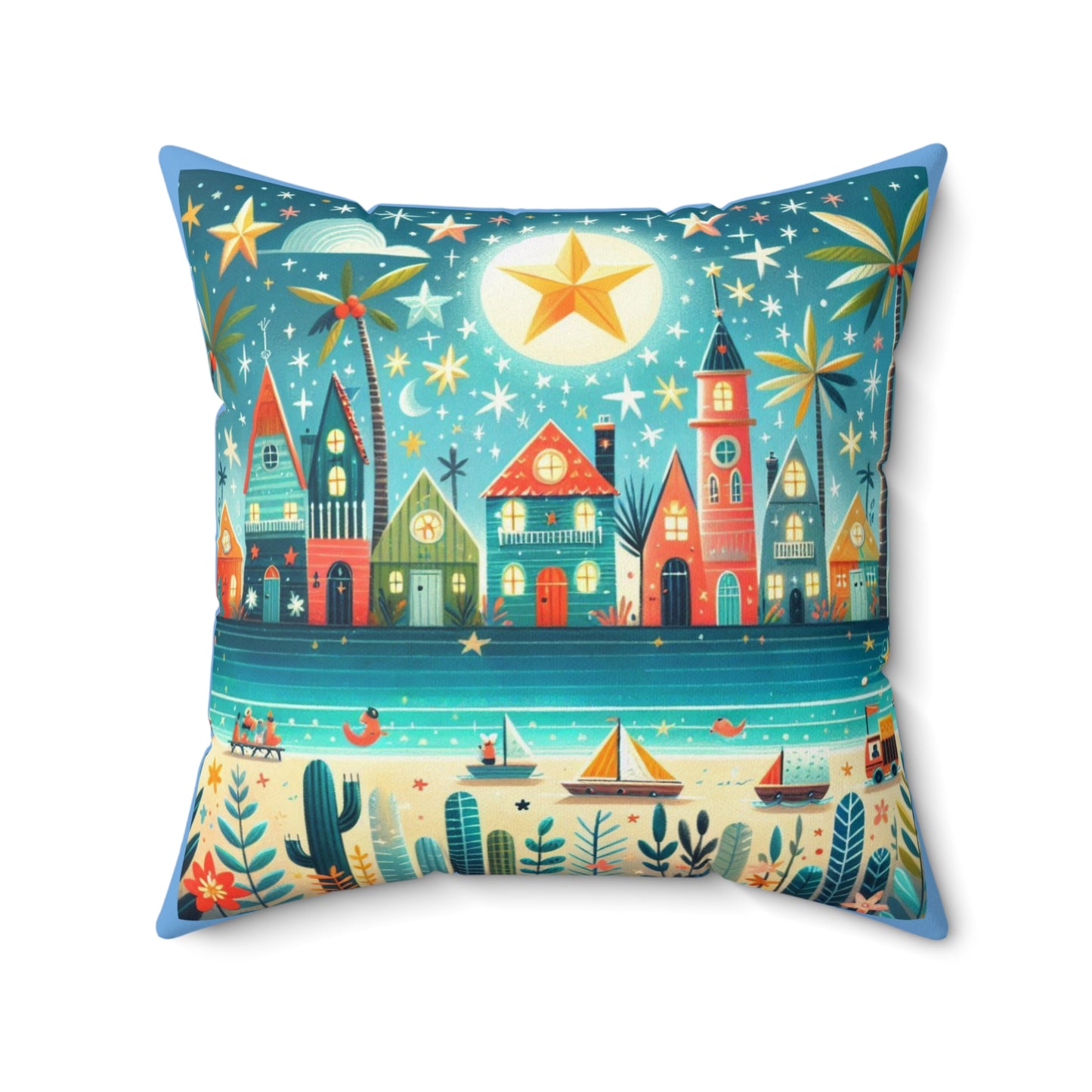 Miami, Beach, Florida, Twinkle Twinkle Little Star, Nursery Rhyme, Square Pillow, Library, Book Nook, Reading Corner, Decor