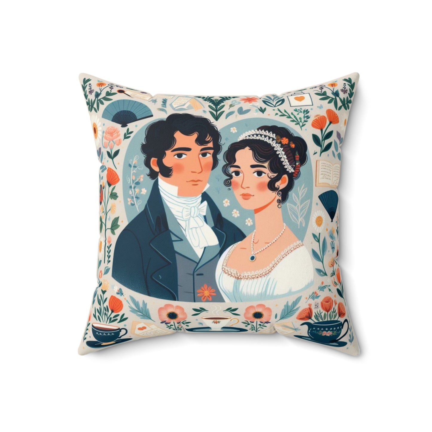 Pride and Prejudice, Jane Austen, Regency, Square Pillow