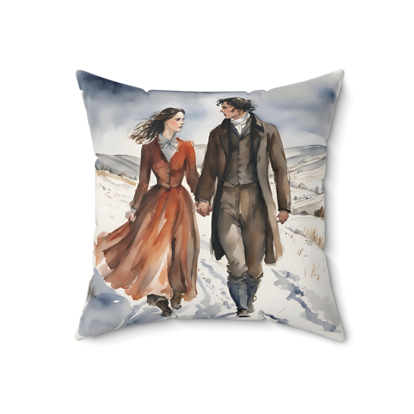 Wuthering Heights, Gothic Literature, Emily Bronte, Cathy, Heathcliff, Book Nook, Library,  Square Pillow