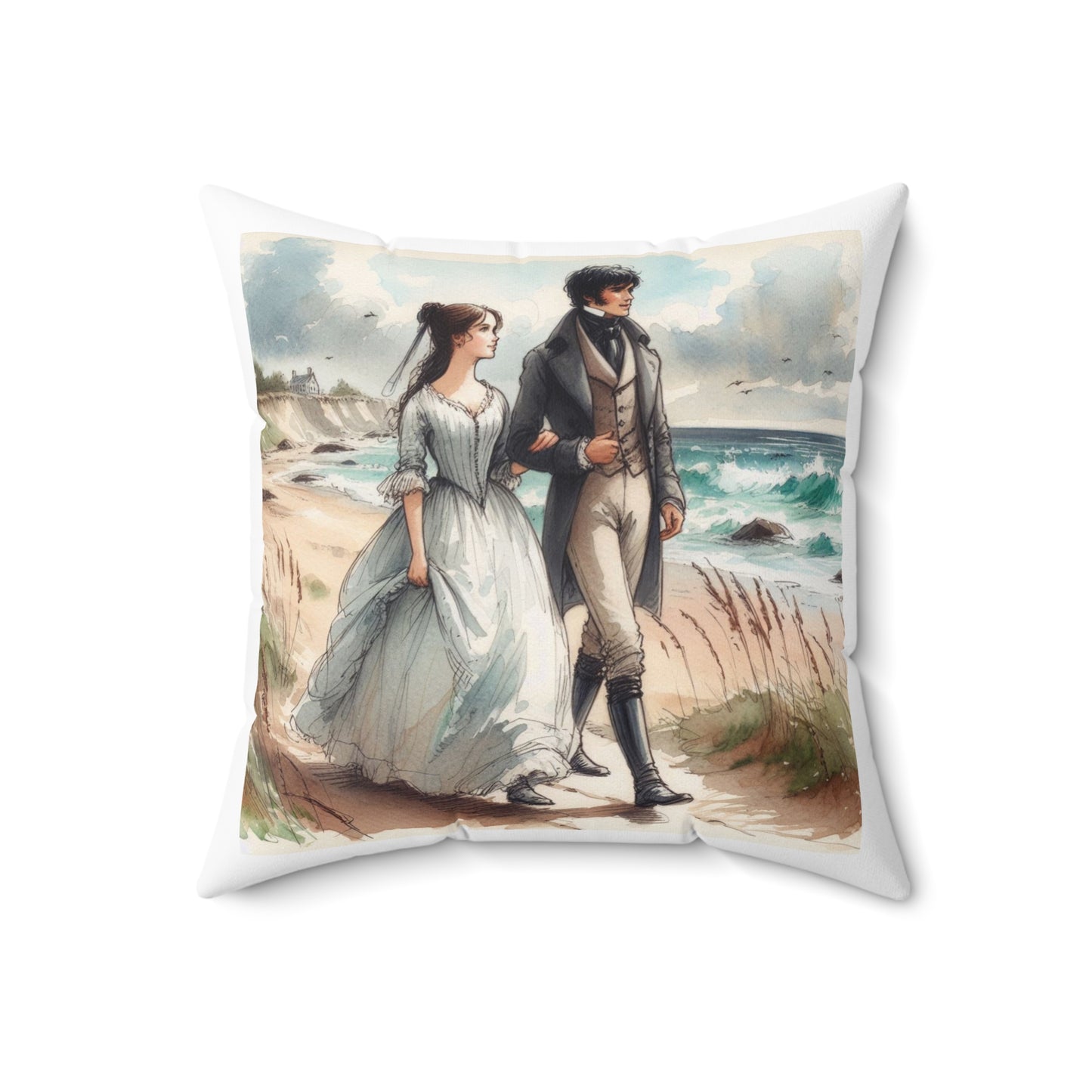 Literary Cushion, Edgar Allan Poe Pillow, Annabel Lee Poetry Gift, Book Nook Decor, Library Throw Pillow, Spun Polyester Square Cushion