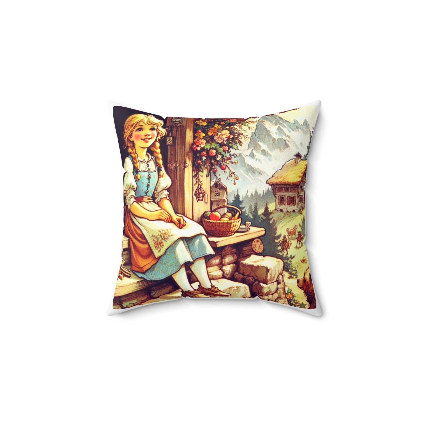 Heidi, Joanna Spyri, Literary Square Pillow, Book Nook, Library Gift