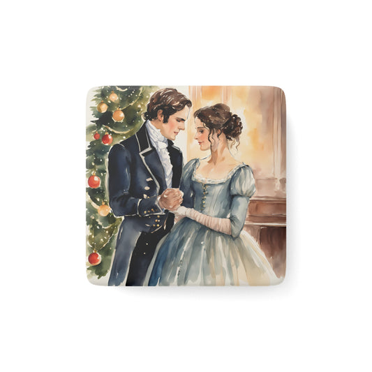 Pride and Prejudice, Jane Austen, Austenite, Regency, Darcy, Elizabeth, Stocking Stuffer, Gift, Porcelain Magnet, Square