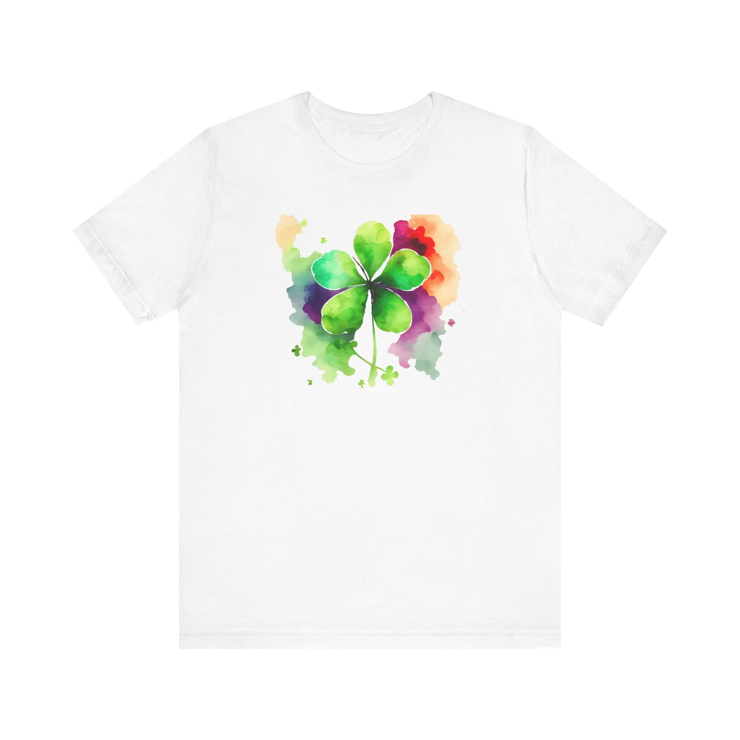 Cute, Watercolor, Four Leaf Clover, St. Patrick's Day, Unisex Jersey Short Sleeve Tee, T-shirt