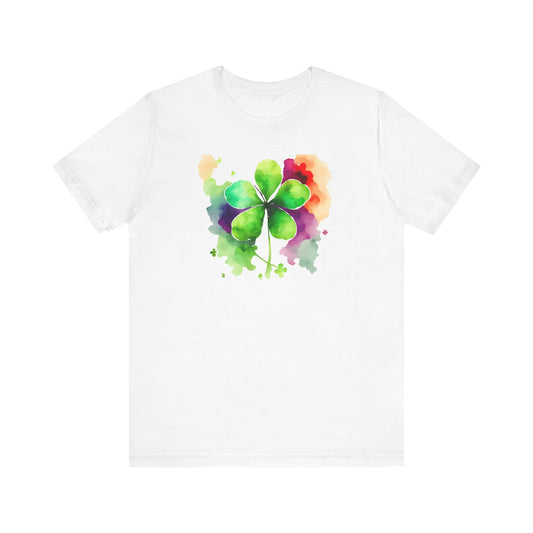 Cute, Watercolor, Four Leaf Clover, St. Patrick's Day, Unisex Jersey Short Sleeve Tee, T-shirt