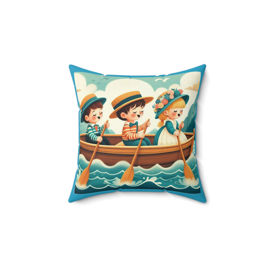 Row Row Your Boat, Nursery Rhyme, Square Pillow, Library, Book Nook, Reading Corner