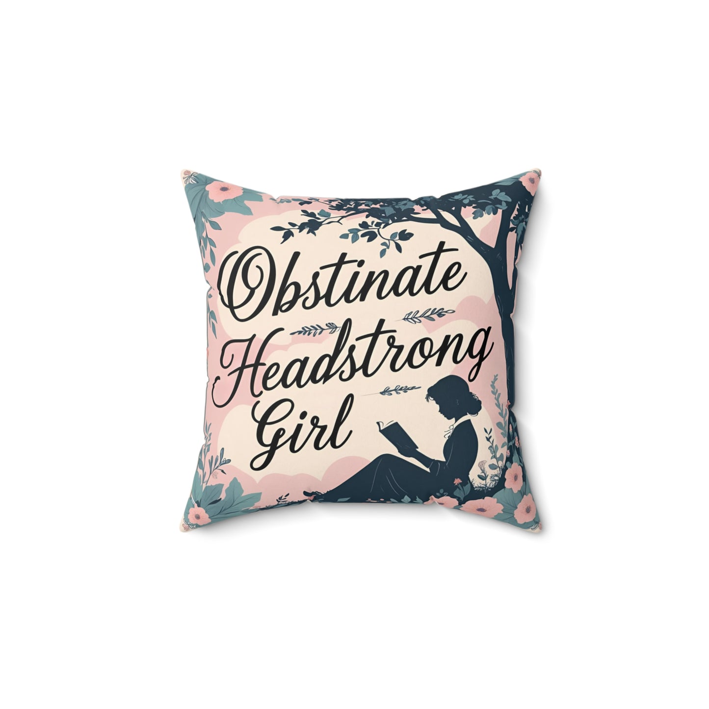 Literary Pillow, Bookish Decor, Jane Austen Pride and Prejudice Cushion, Regency Library, Gift, Obstinate Headstrong Girl, Literary Art