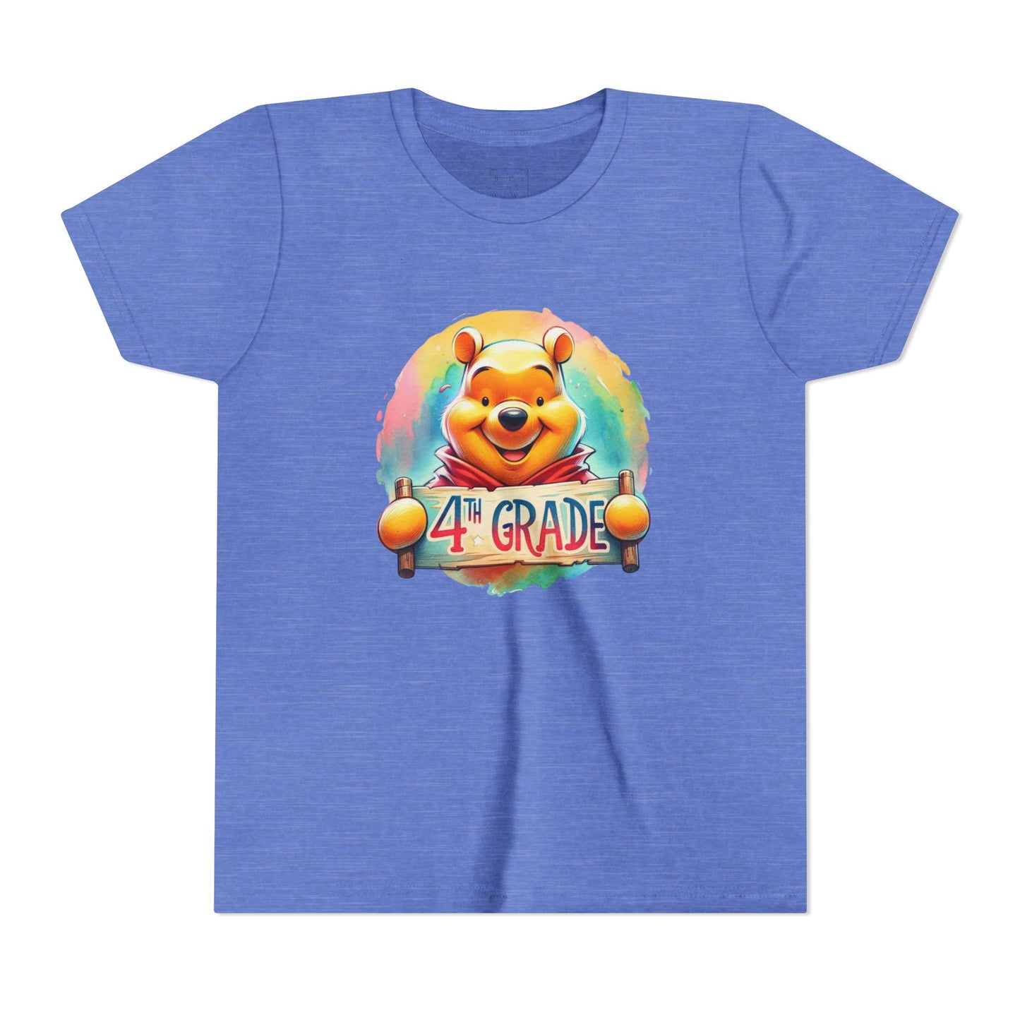 Colorful Winnie the Pooh 4th Grade Short Sleeve Tee for Kids | Back to School Shirt | End of Year Gift | Student Apparel | Fun Kids Clothing