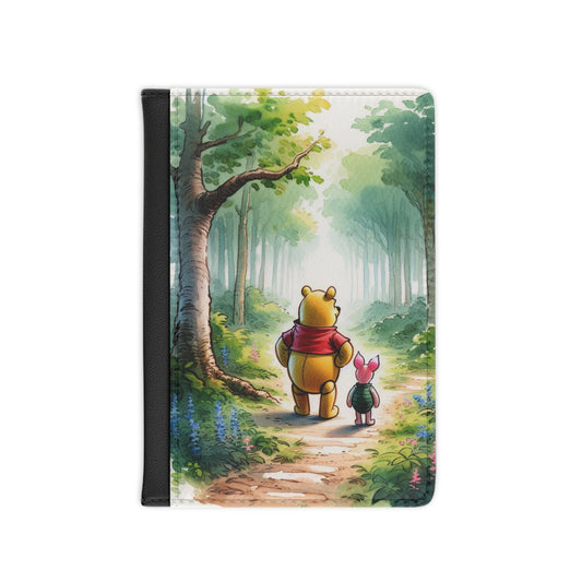 Whimsical Passport Cover, Travel Accessory, Gift for Adventurers, Cute Character Travel ID Holder, Pooh and Piglet Design, Adventure
