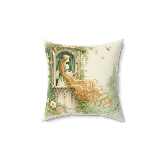 Fairy Tale Pillow, Rapunzel, Whimsical Home Decor | Magical Gift, Cozy Living, Bedroom Accent, Poetry Cushion, Fantasy Decor