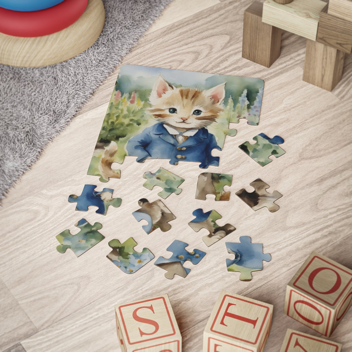 Kids' Puzzle, Tom Kitten Beatrix Potter Inspired, Easter Spring Game, 30-Piece Jigsaw, Gift for Kids, Children's Activity, Educational Toy,