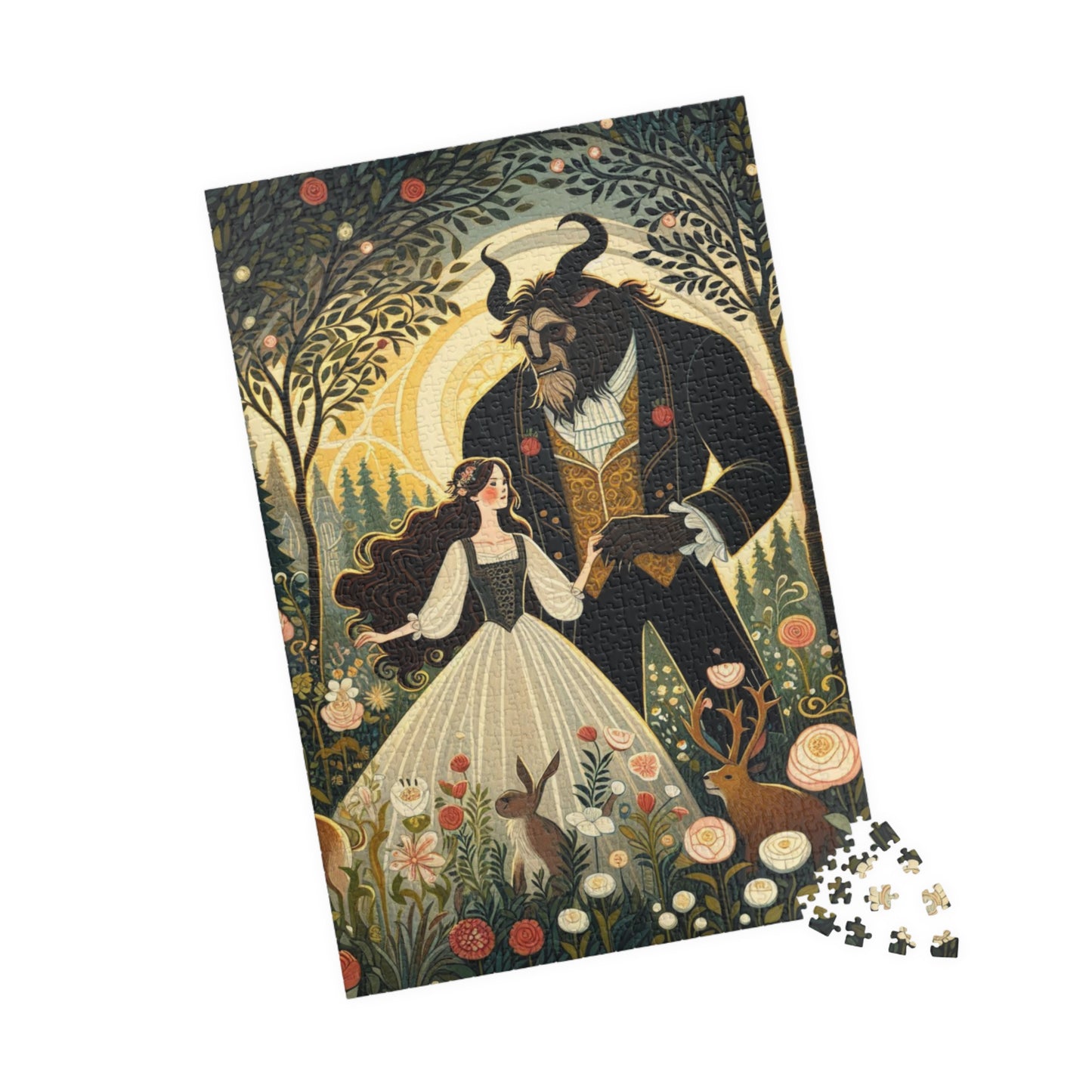 Puzzle Beauty and the Beast, Fairy Tale Game, 110, 252, 520, 1014-piece Jigsaw Puzzle, Stress Relief, Family Activity, Gift Idea, Home