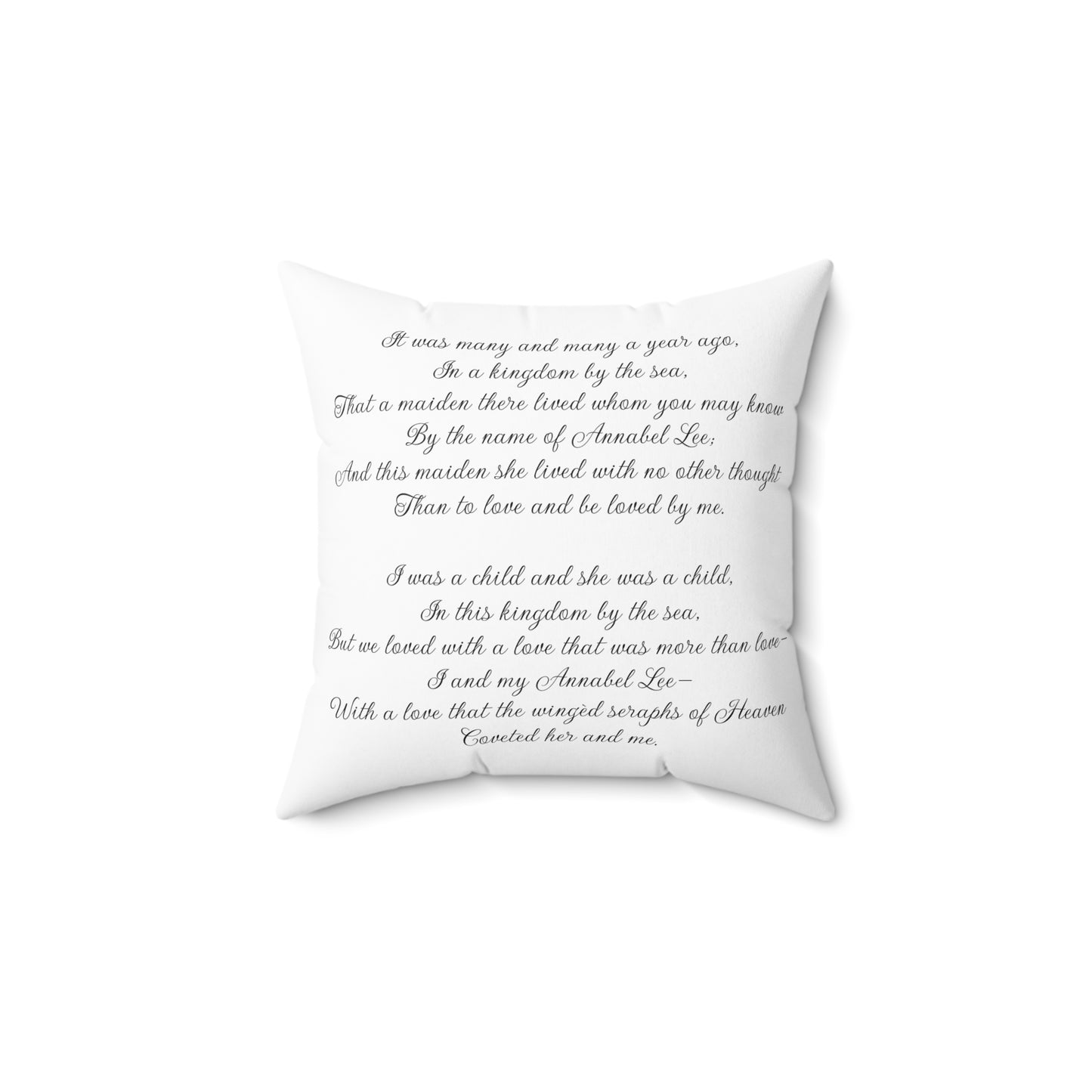 Literary Cushion, Edgar Allan Poe Pillow, Annabel Lee Poetry Gift, Book Nook Decor, Library Throw Pillow, Spun Polyester Square Cushion