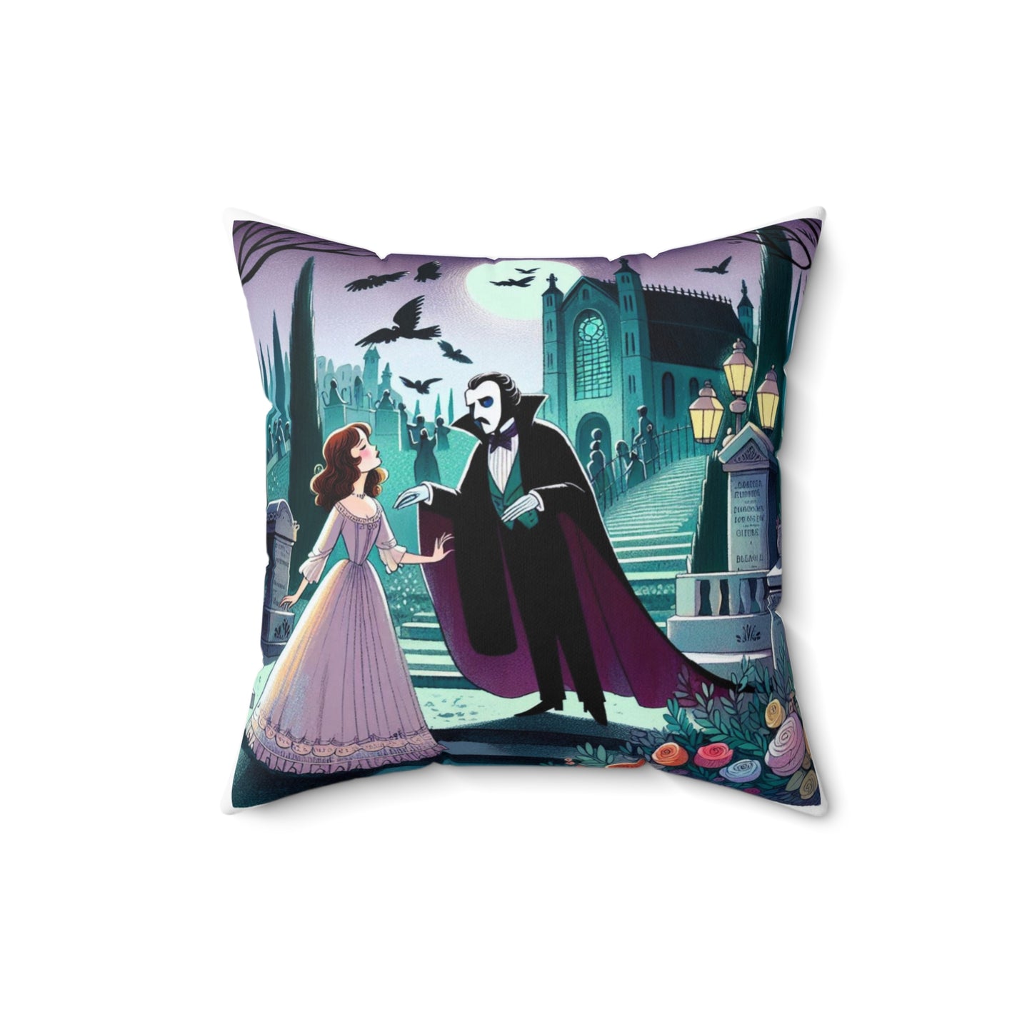 Gothic Couple Series, Phantom of the Opera, Christine and Erik, Gaston Leroux, Literary Pillow, Square Pillow, Book Nook, Library, Decor