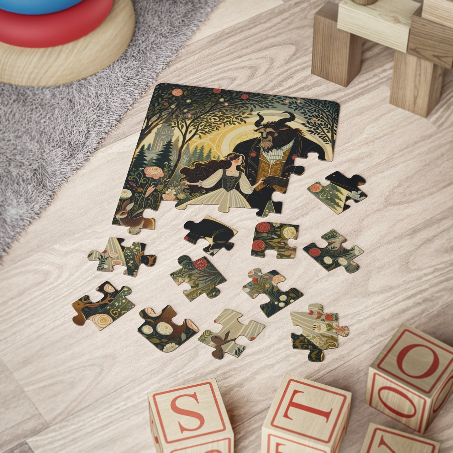 Kids Puzzle, 30-Piece - Beauty and the Beast Fairy Tale Educational Game, Jigsaw Puzzle, Children's Activity, Gift for Kids, Classic Story,