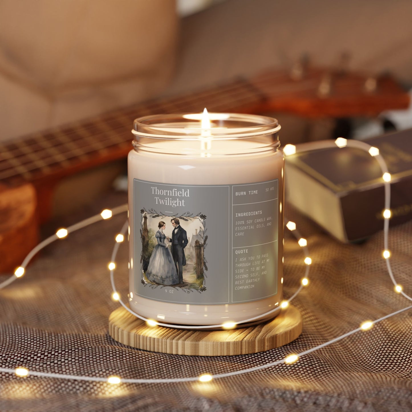 Jane Eyre, Edward Rochester, Charlotte Bronte, Bookworm, Reader, Gift, British Author,  Scented Soy Candle, 9oz