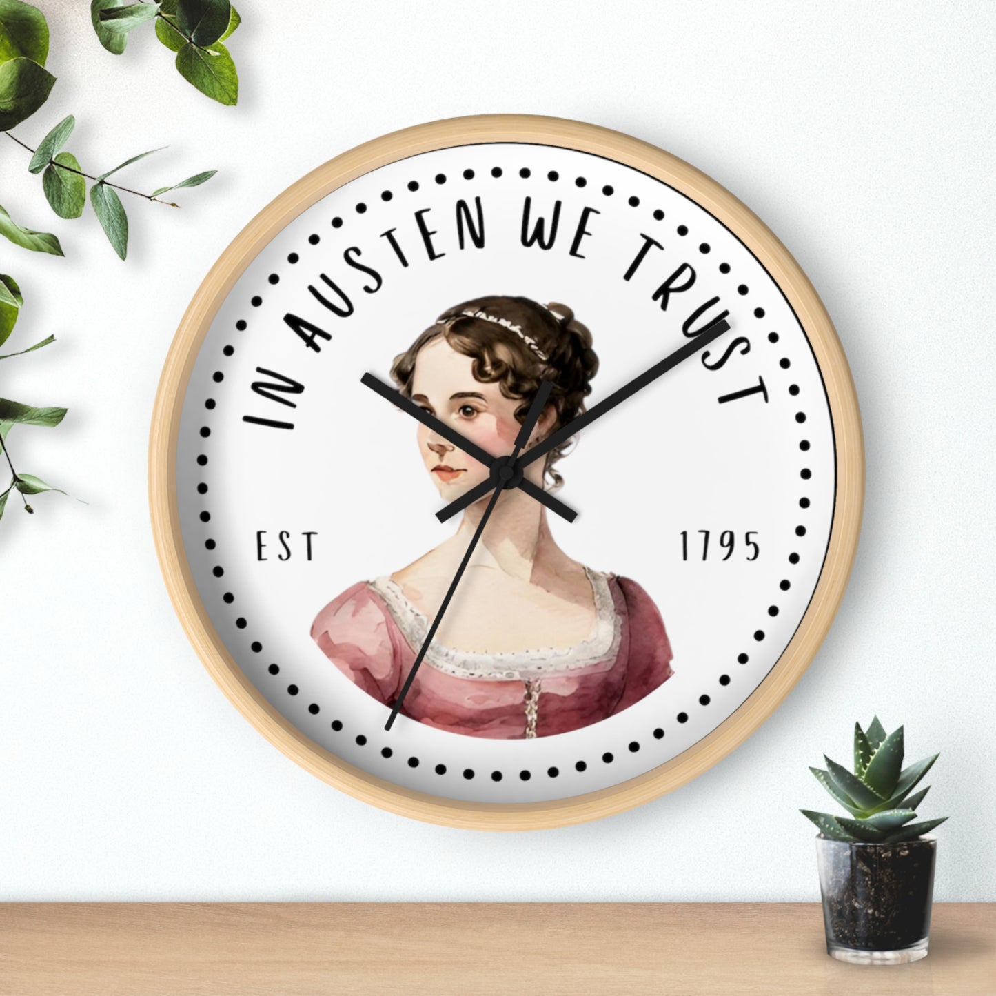 Literary Themed Wall Clock - Jane Austen Inspired Décor, Gift for Book Lovers, Home Office Wall Art, Vintage Style Clock, Literary