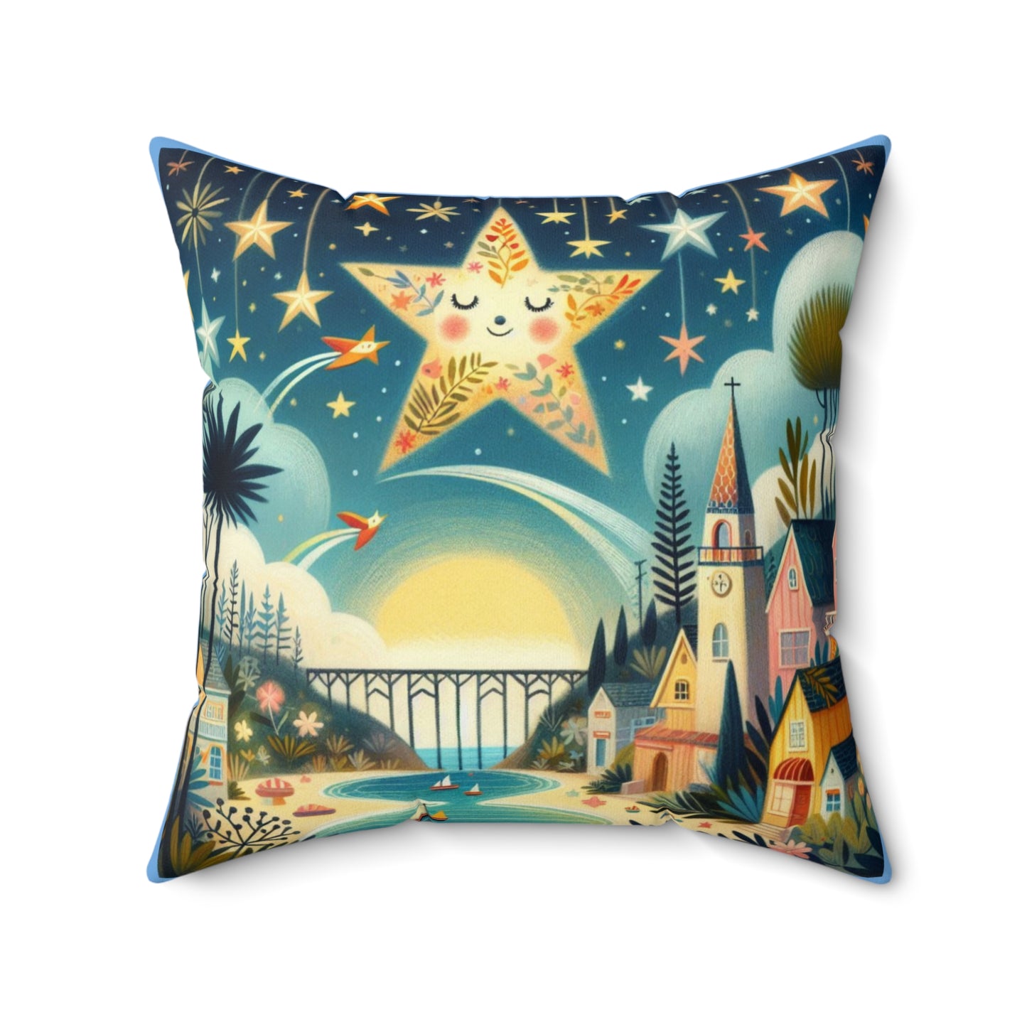 Laguna Beach, California, Twinkle Twinkle Little Star, Nursery Rhyme, Square Pillow, Library, Book Nook, Reading Corner, Decor Square Pillow