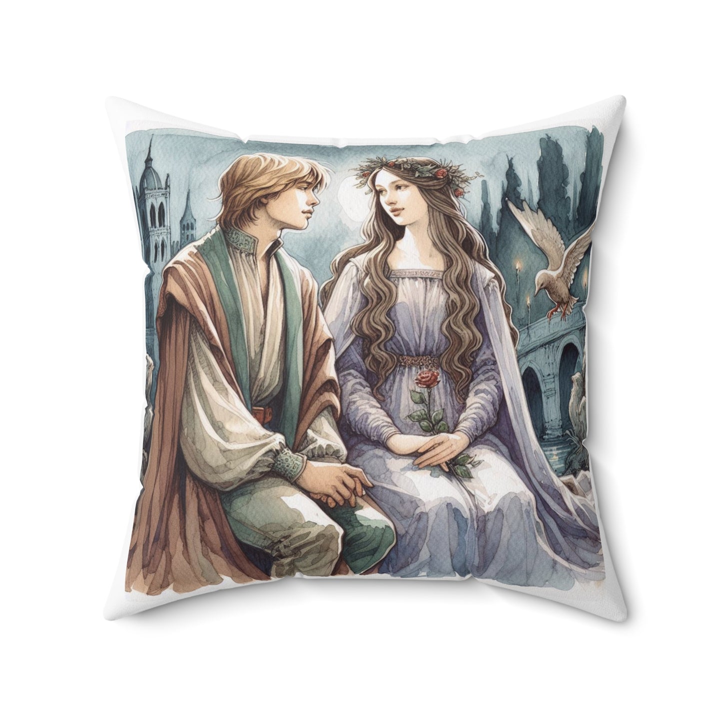Literary Square Pillow, Dante Beatrice, Dante's Inferno, Divine Comedy, Florence, Library, Book Nook, Home Decor, Reading Nook Pillow, Gift