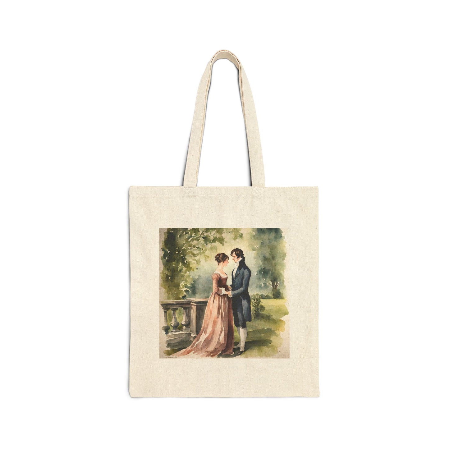 Pride and Prejudice, Darcy, Elizabeth, Jane Austen, Pemberley, Watercolor, Cotton Canvas Tote Bag