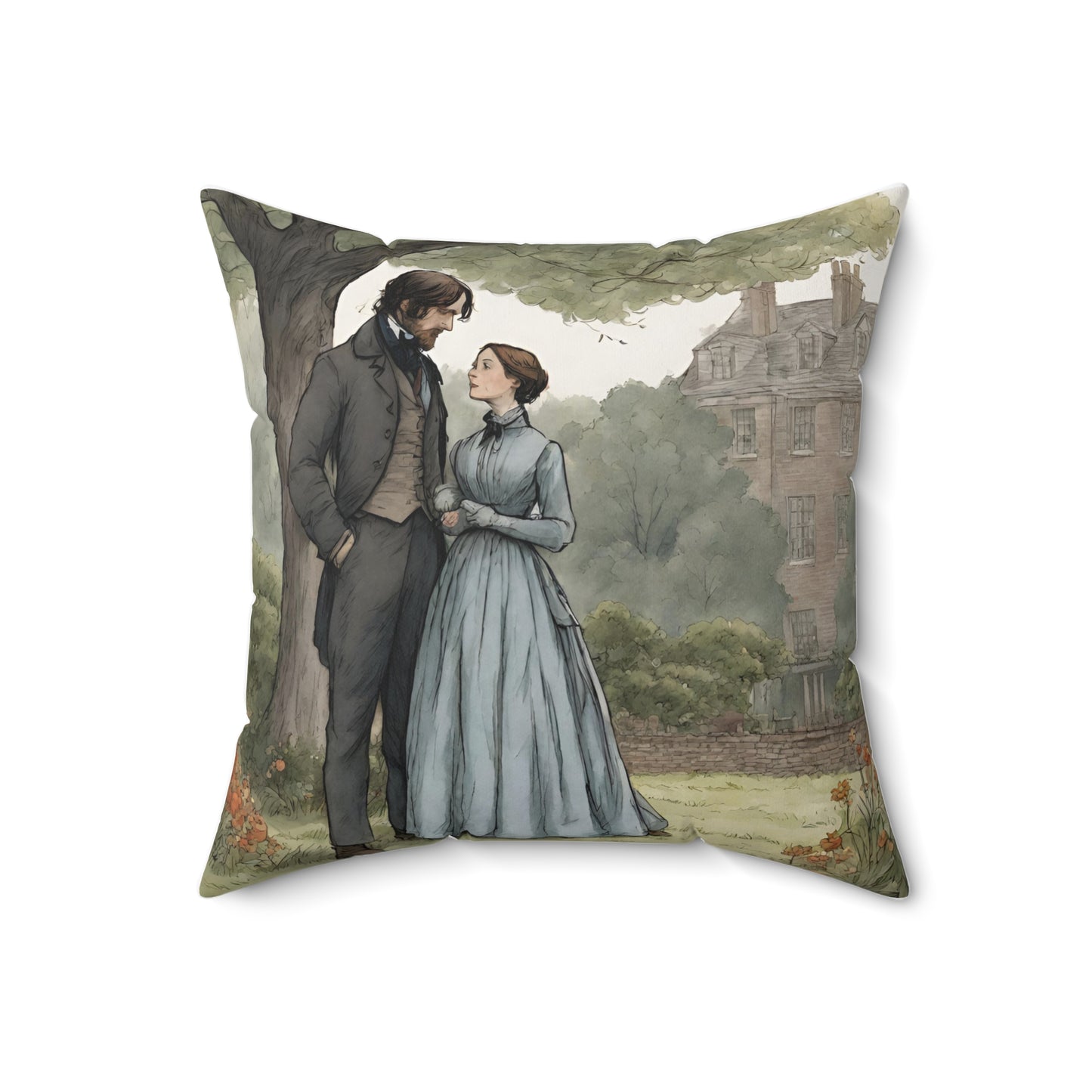 Jane Eyre, Charlotte Bronte, Book, Victorian, Gothic, Square, Pillow, Bedding, Home Decor, Book Nook, Library, Librarian, Gift