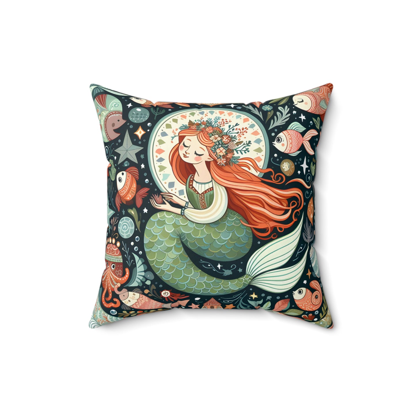 Square Pillow Little Mermaid Fairytale Hans Christian Anderson Book Nook Cushion, Home Decor, Nursery, Reading Nook Pillow, Library Gift
