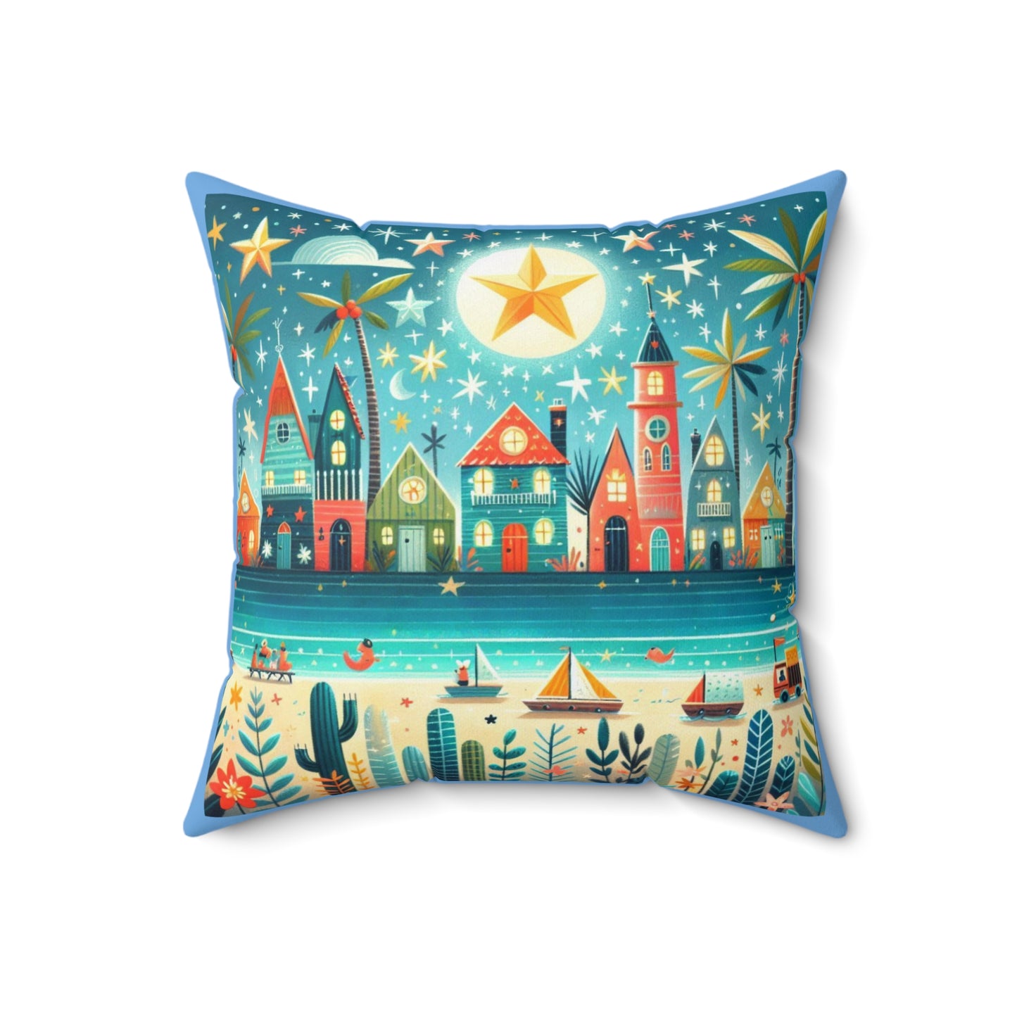 Miami, Beach, Florida, Twinkle Twinkle Little Star, Nursery Rhyme, Square Pillow, Library, Book Nook, Reading Corner, Decor