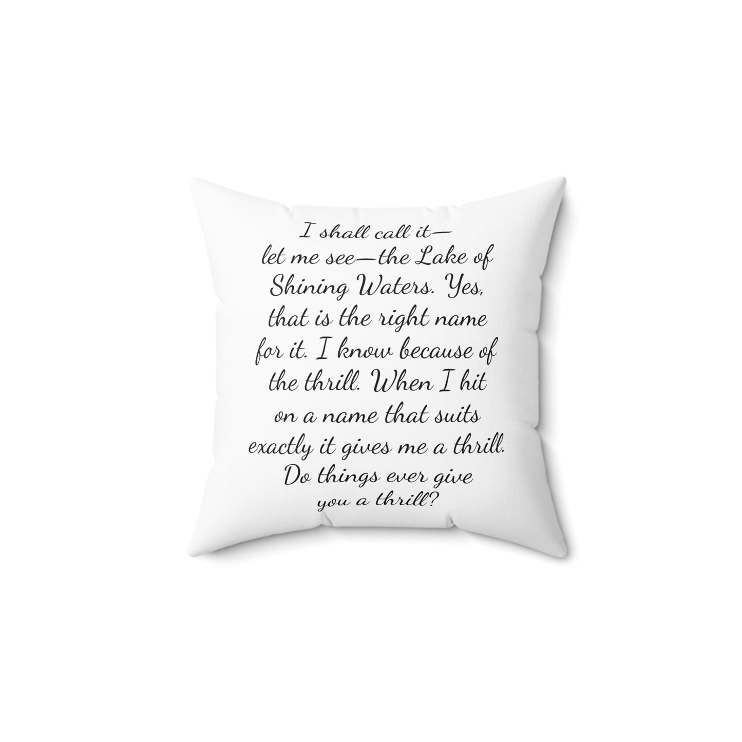 Literary Pillow, Anne of Green Gables, Spring Summer Decor, Book Nook, Library, Lucy Maud Montgomery, Lake of Shining Waters, Spun Polyester