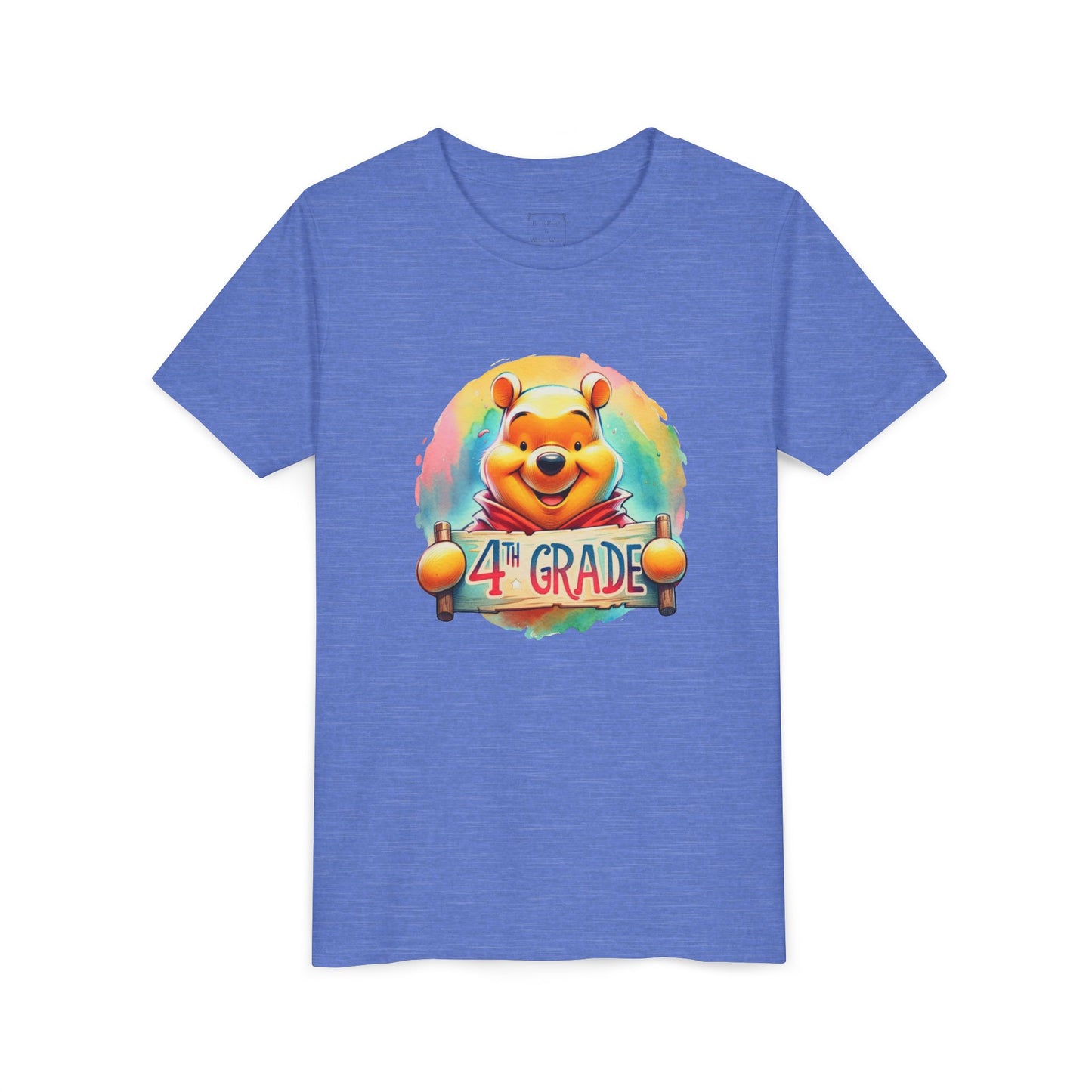 Colorful Winnie the Pooh 4th Grade Short Sleeve Tee for Kids | Back to School Shirt | End of Year Gift | Student Apparel | Fun Kids Clothing