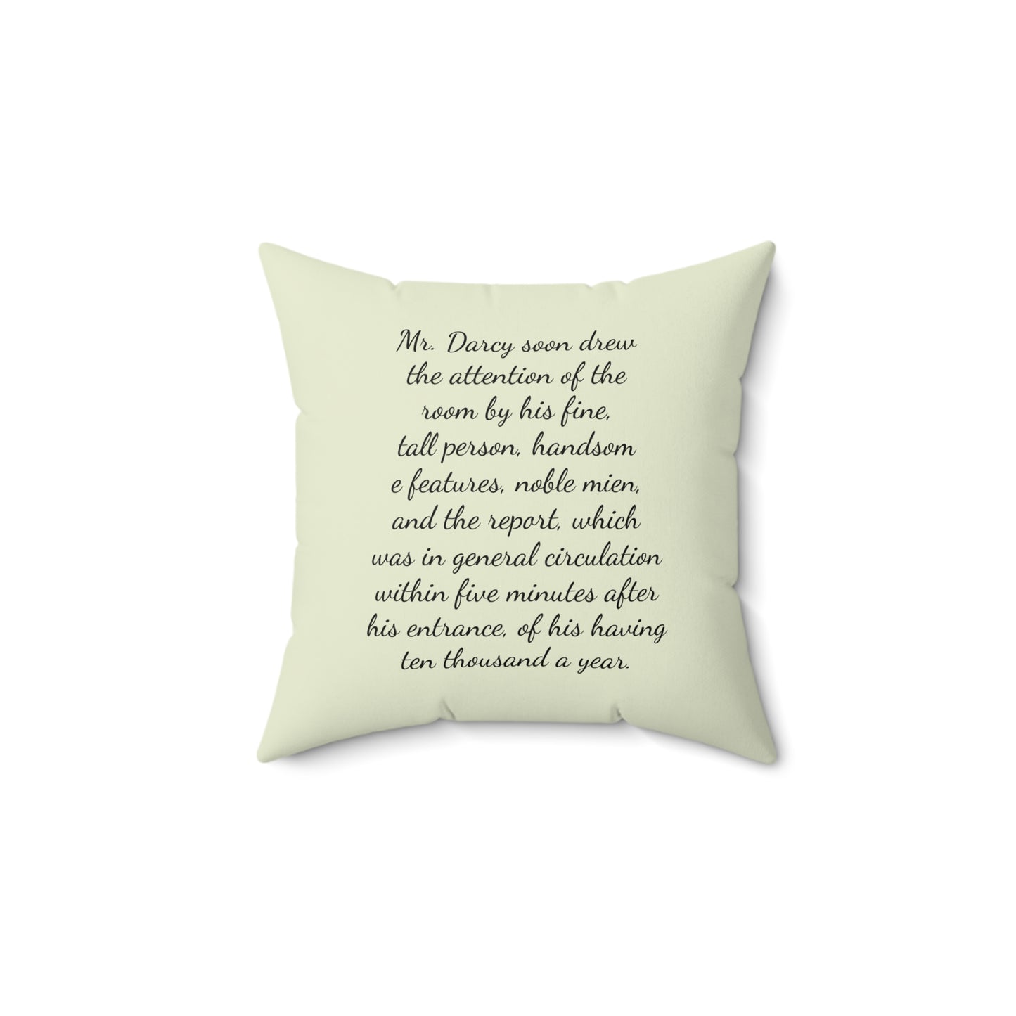 Literary Square Pillow, Darcy Pride and Prejudice Austenite Regency Book Nook Library Cushion, Home Decor, Reading Gift, Literary Fan, Book