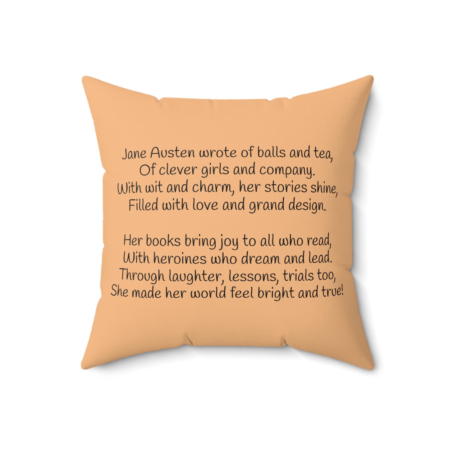 Jane Austen Regency Writer Pillow, Pride and Prejudice Book Nook Square Cushion, Kids Room Literary Decor, Library Reading Gift, Spun