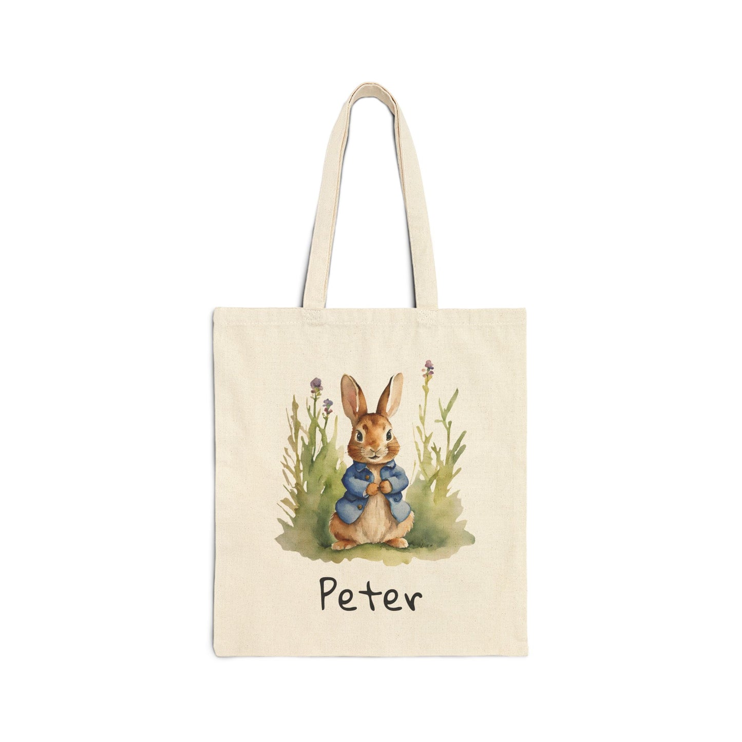Personalized Peter Rabbit, Inspired Cotton Canvas Tote Bag, Eco-Friendly Shopper, Gift for Kids, Library Bag, Easter Basket, Custom, Spring