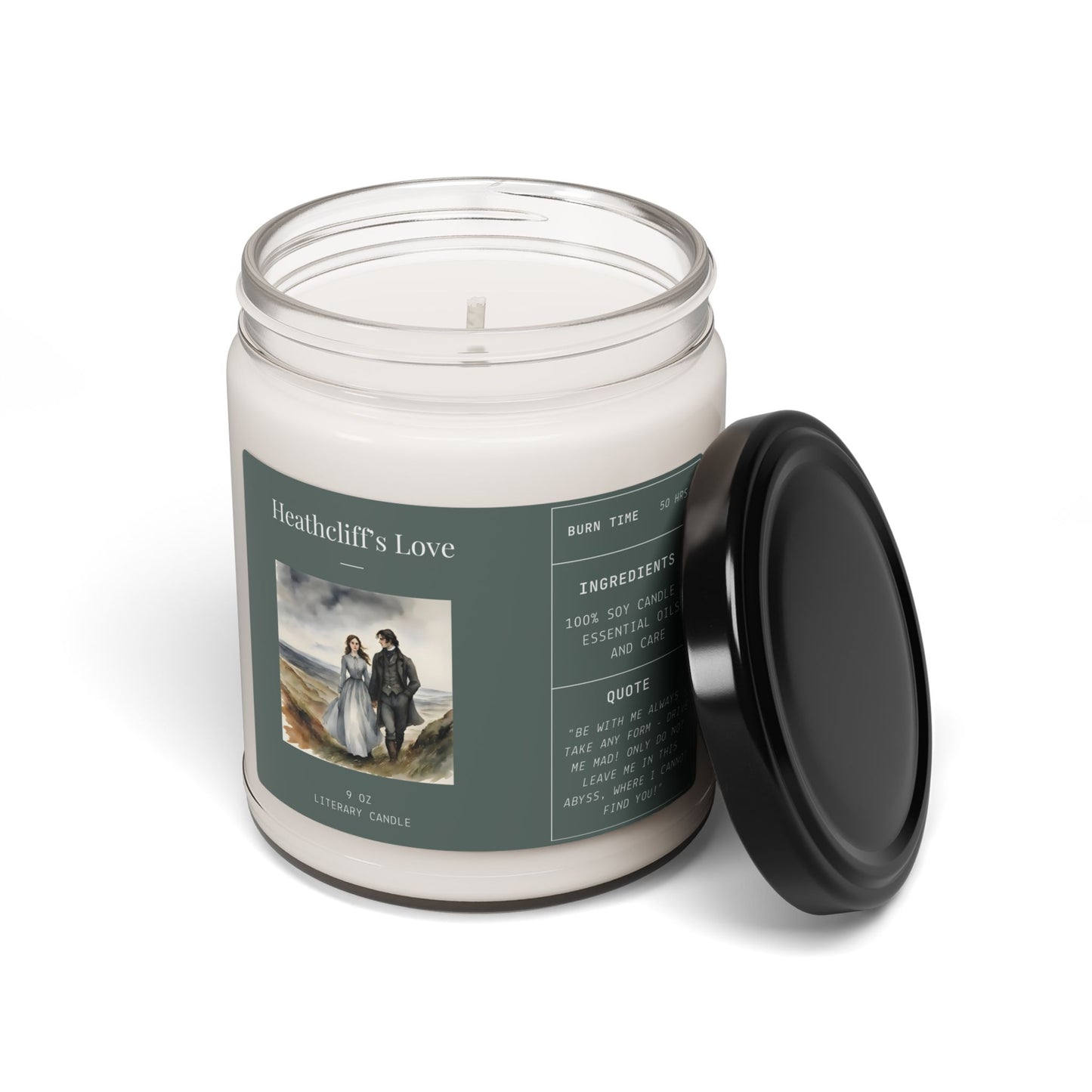 Charlotte Bronte, Wuthering Heights, Heathcliff's Love, Scented Soy Candle, 9oz, Literary Candle
