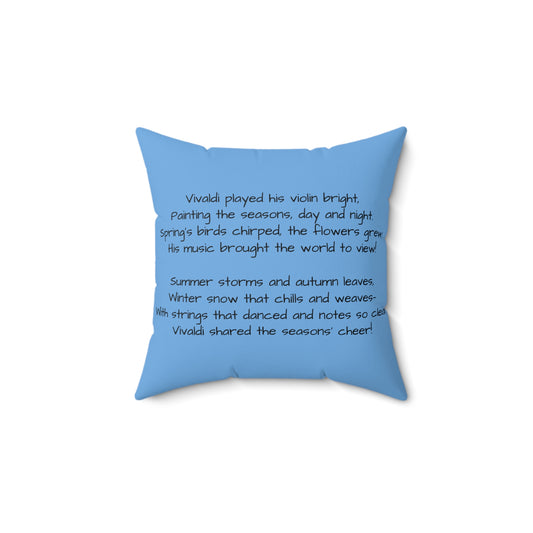 Vivaldi Violin Music Library Square Pillow, Classical Music Home Decor, Teacher Gift, Kids Room Decoration, Gift for Music Lover, Classroom