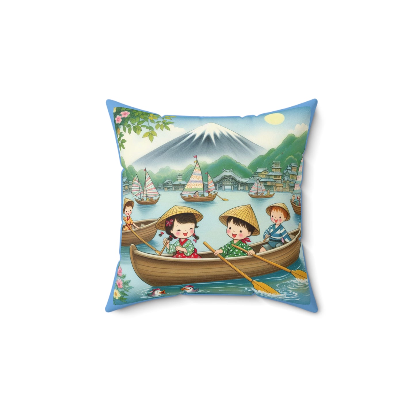Japanese, Japan, Row Row Your Boat, Nursery Rhyme, Square Pillow, Library, Book Nook, Reading Corner, Educational