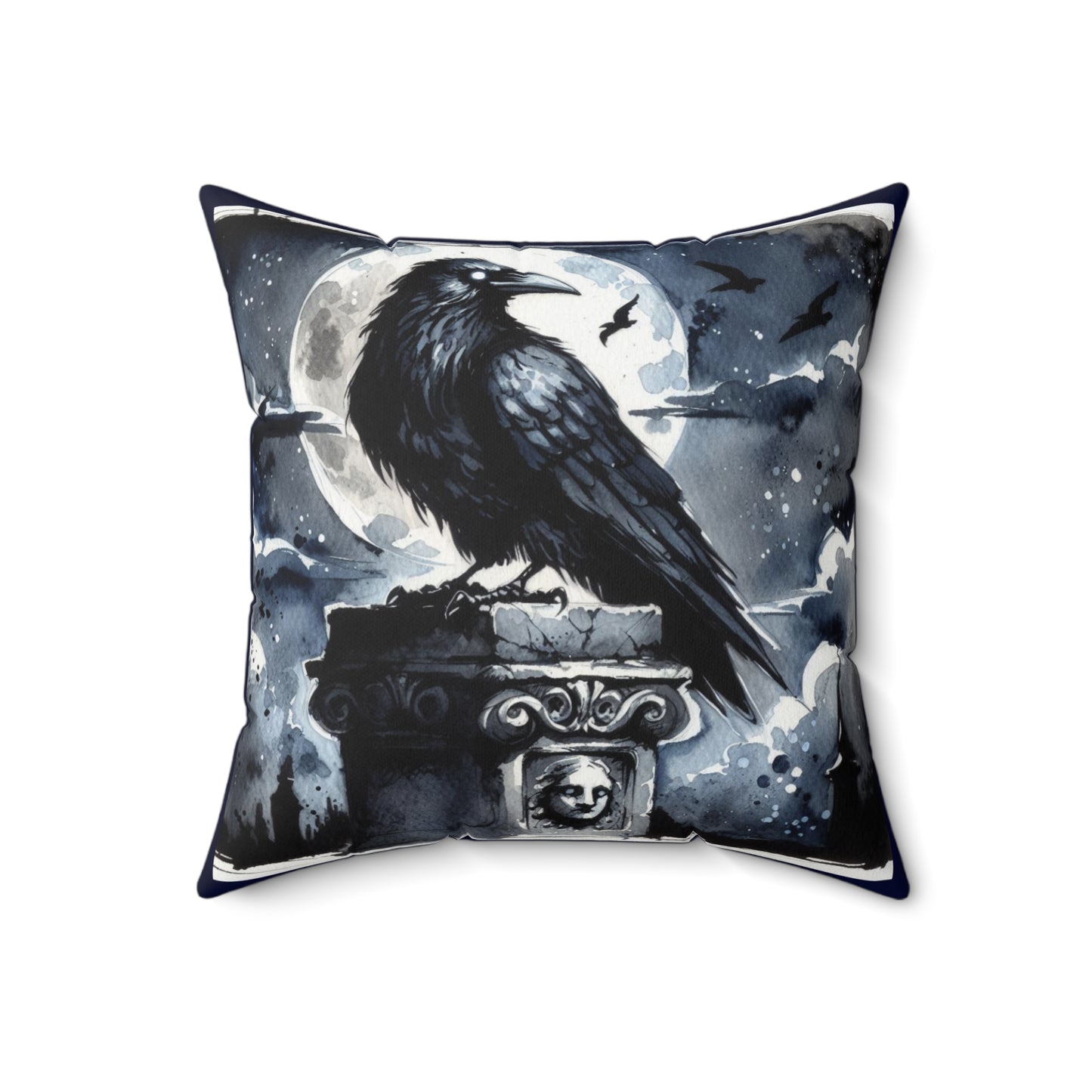 Literary Pillow, The Raven, Edgar Allan Poe, Nevermore, Book Nook Decor, Spun Polyester Square Pillow, Library Accent, Reading Nook Throw